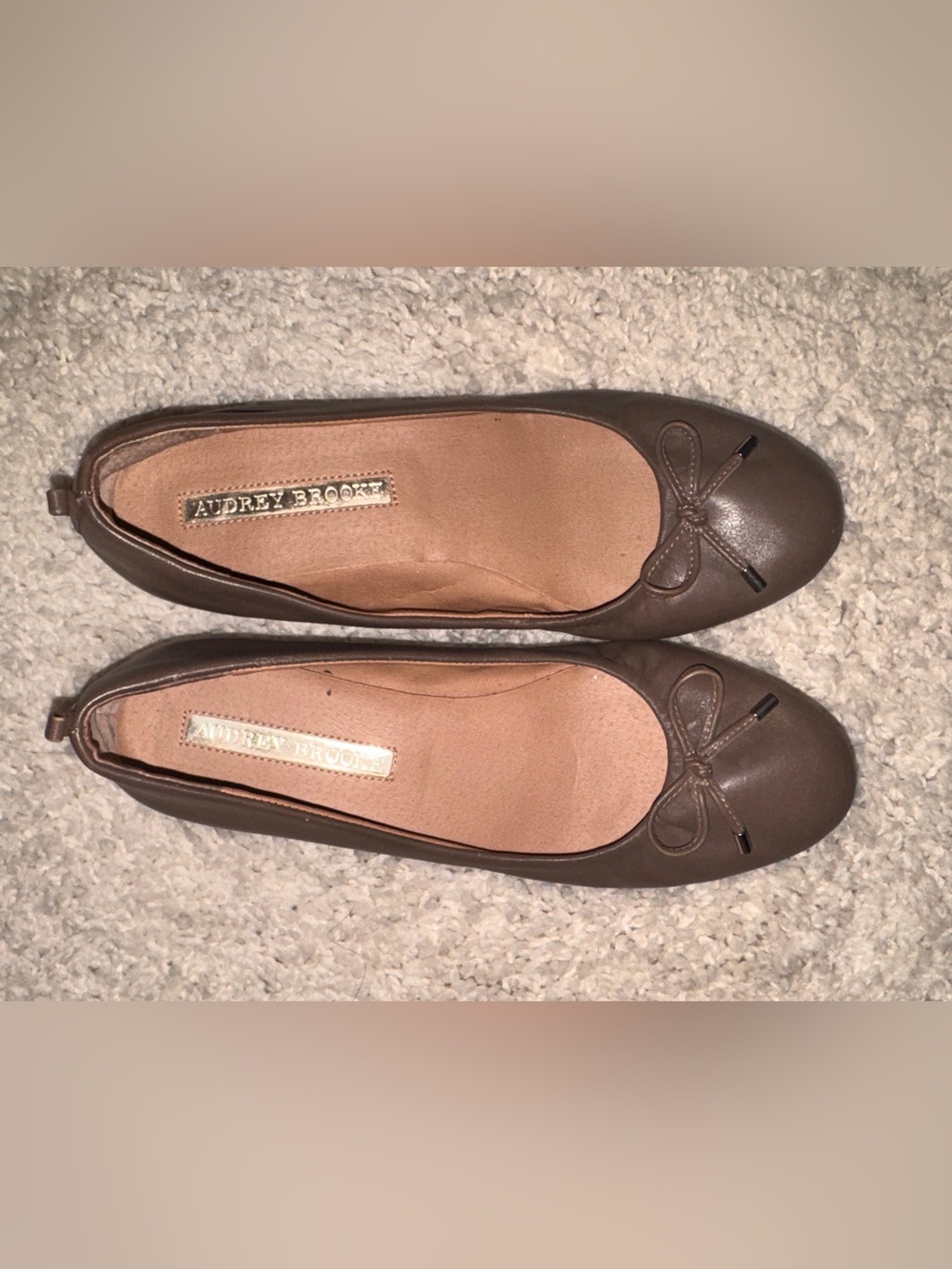 Audrey Brooke Brown Leather Ballet Flats